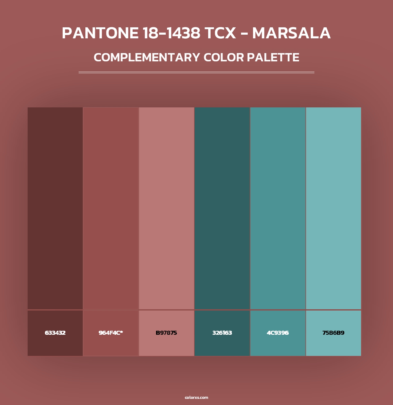 PANTONE 18-1438 TCX - Marsala - Complementary Color Palette