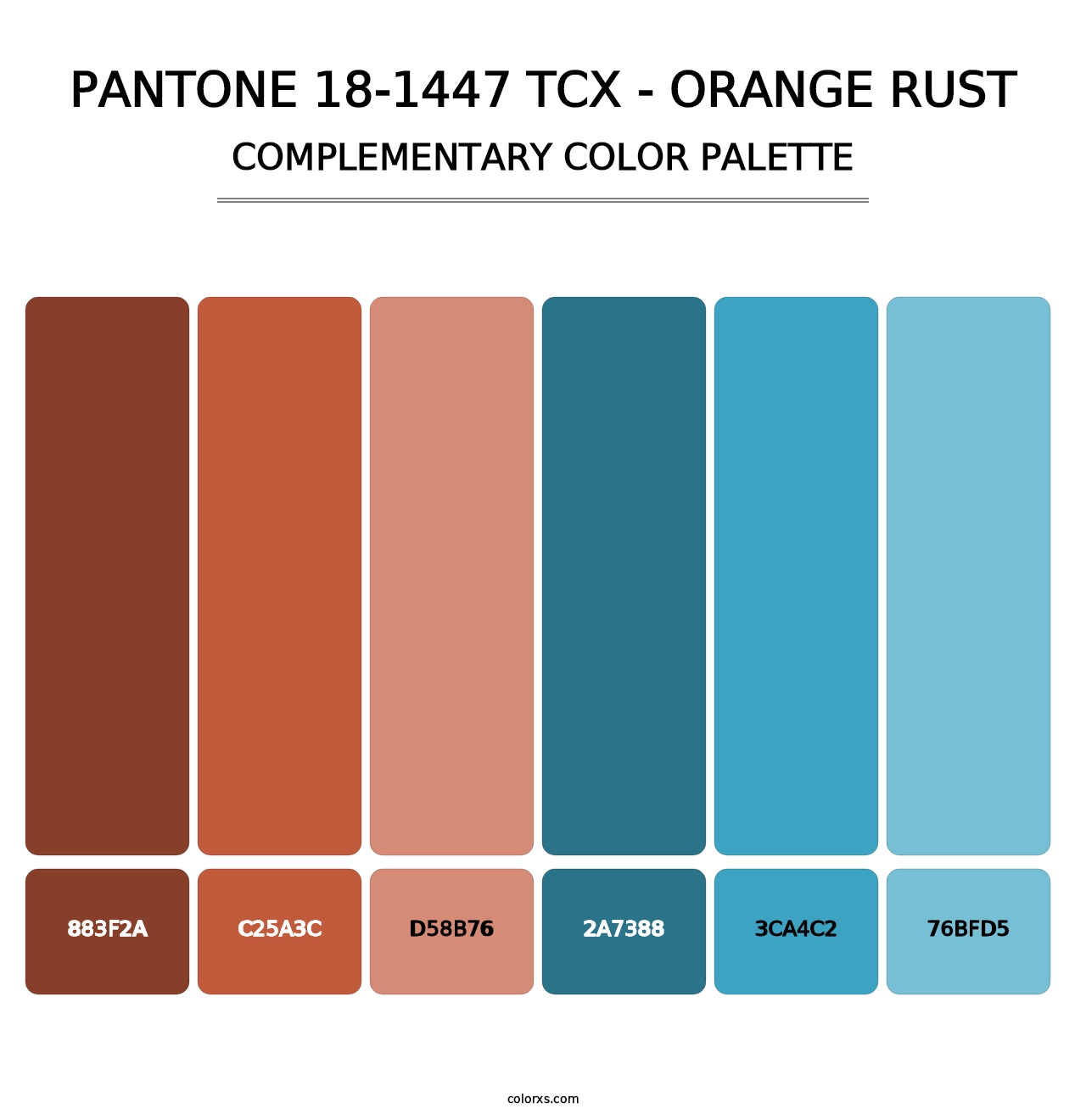 PANTONE 18-1447 TCX - Orange Rust - Complementary Color Palette