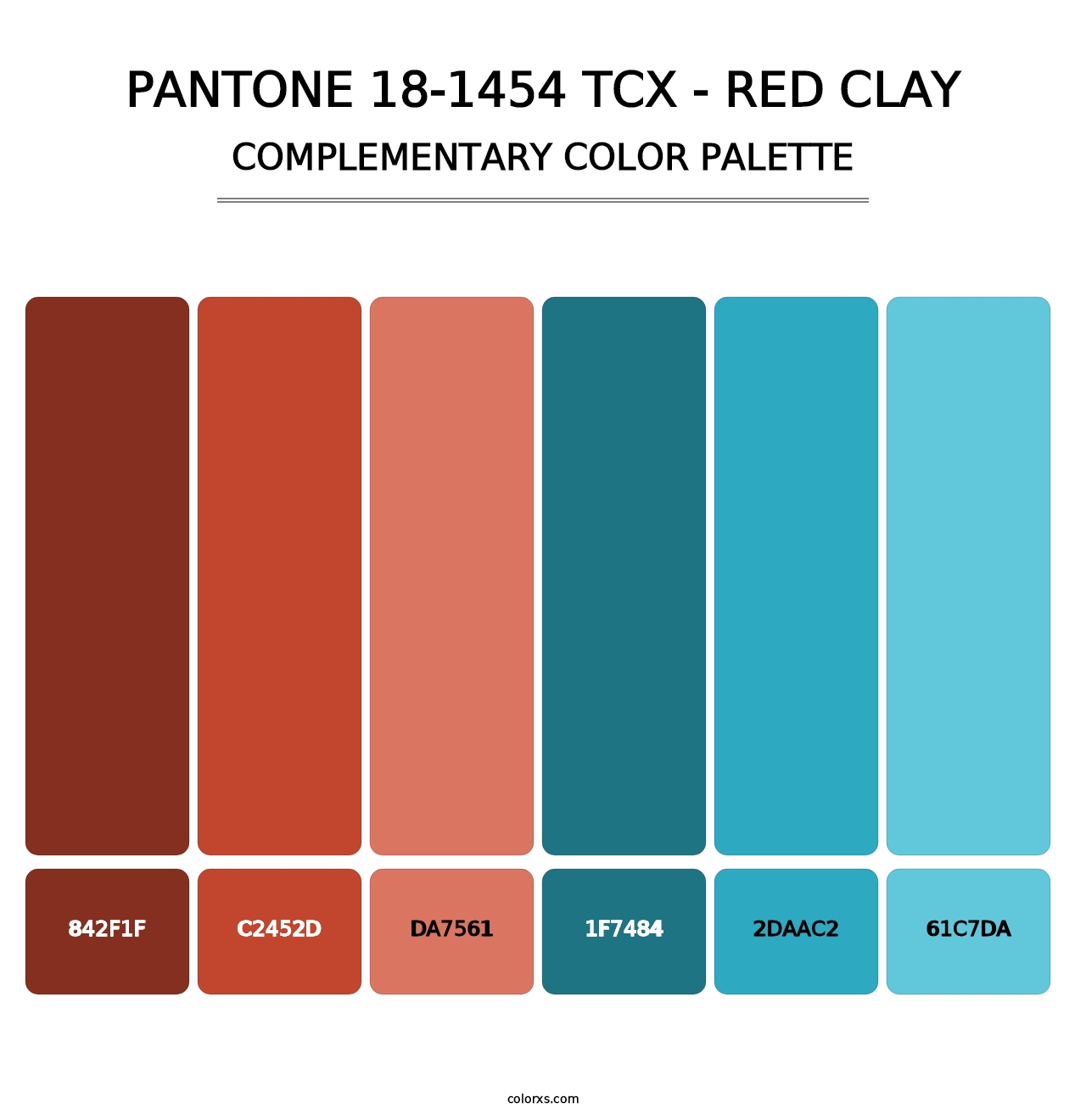 PANTONE 18-1454 TCX - Red Clay - Complementary Color Palette