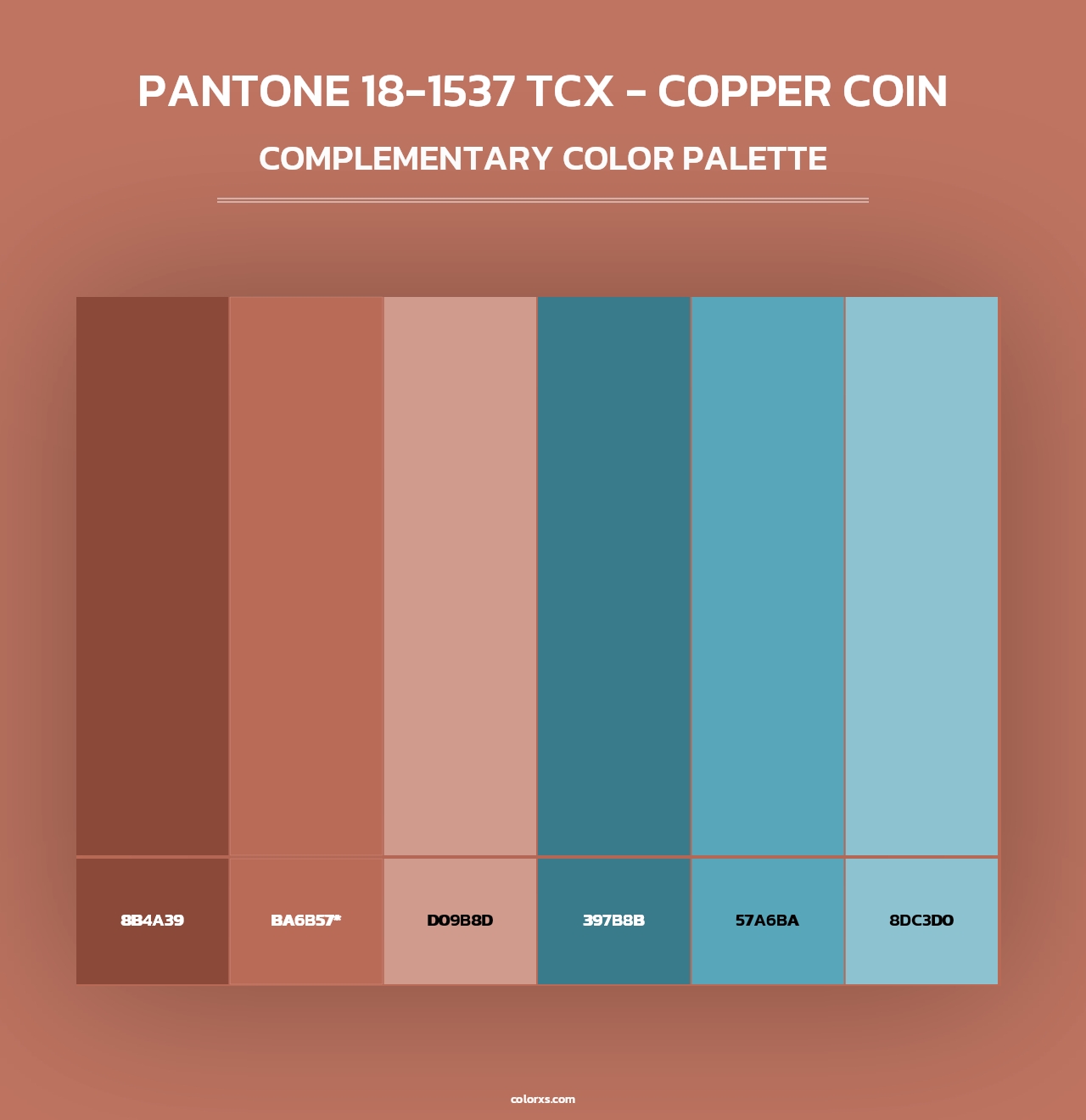 PANTONE 18-1537 TCX - Copper Coin - Complementary Color Palette