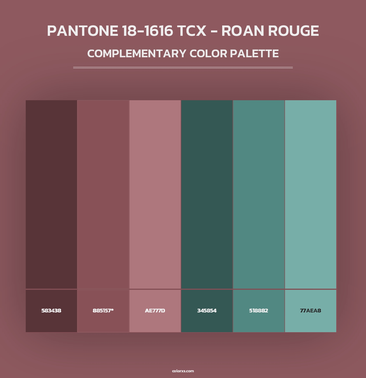 PANTONE 18-1616 TCX - Roan Rouge - Complementary Color Palette