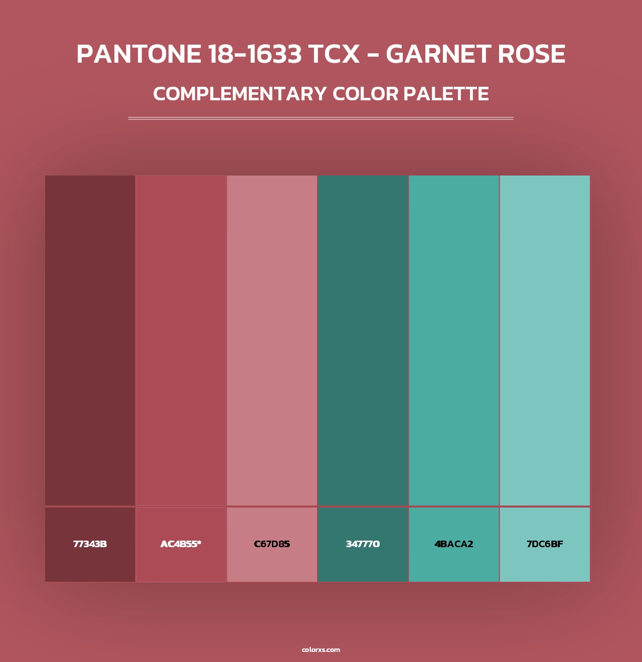 PANTONE 18-1633 TCX - Garnet Rose - Complementary Color Palette
