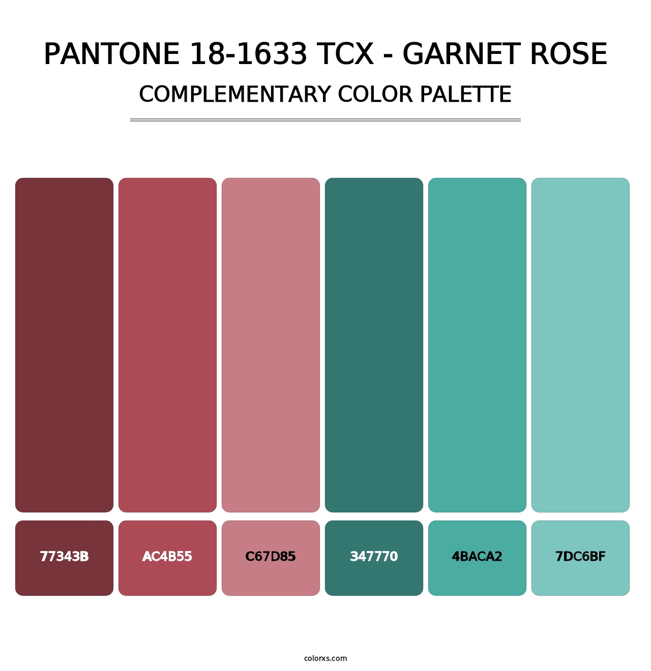 PANTONE 18-1633 TCX - Garnet Rose - Complementary Color Palette