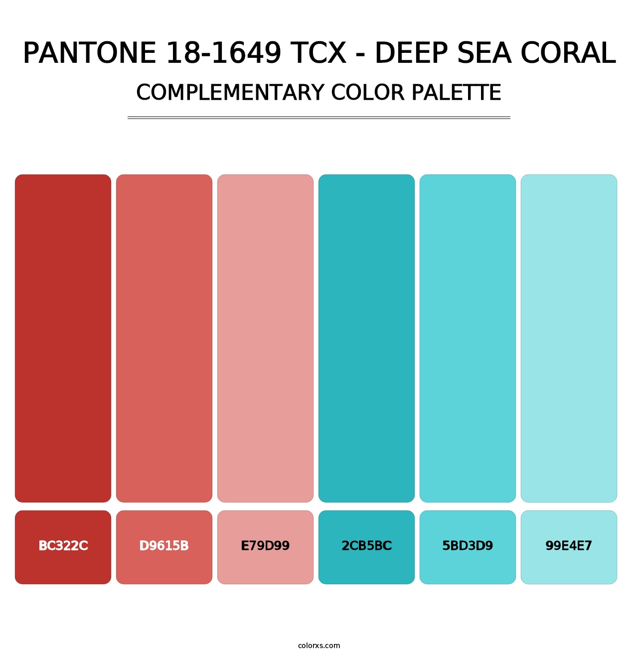 PANTONE 18-1649 TCX - Deep Sea Coral - Complementary Color Palette