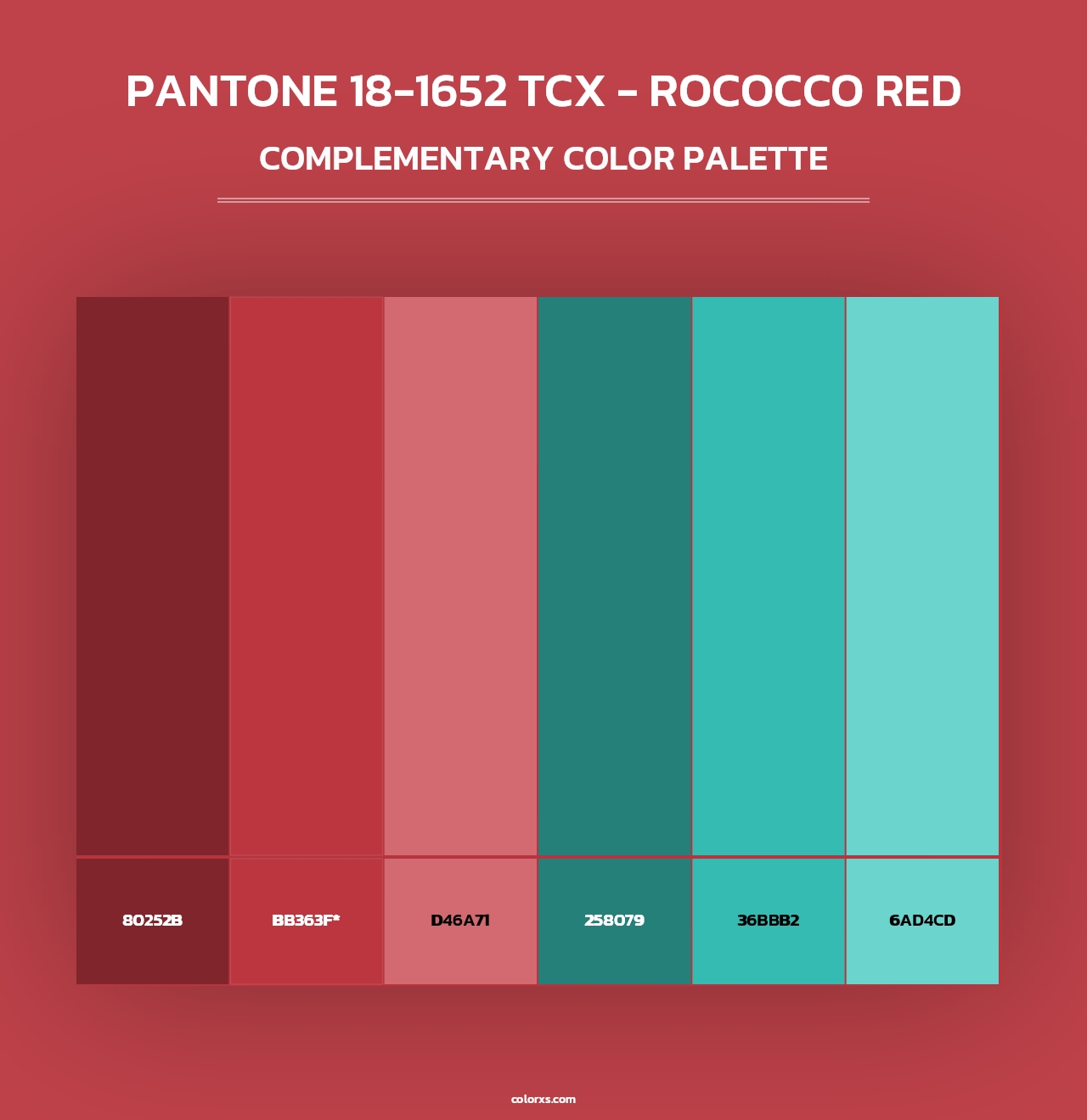 PANTONE 18-1652 TCX - Rococco Red - Complementary Color Palette