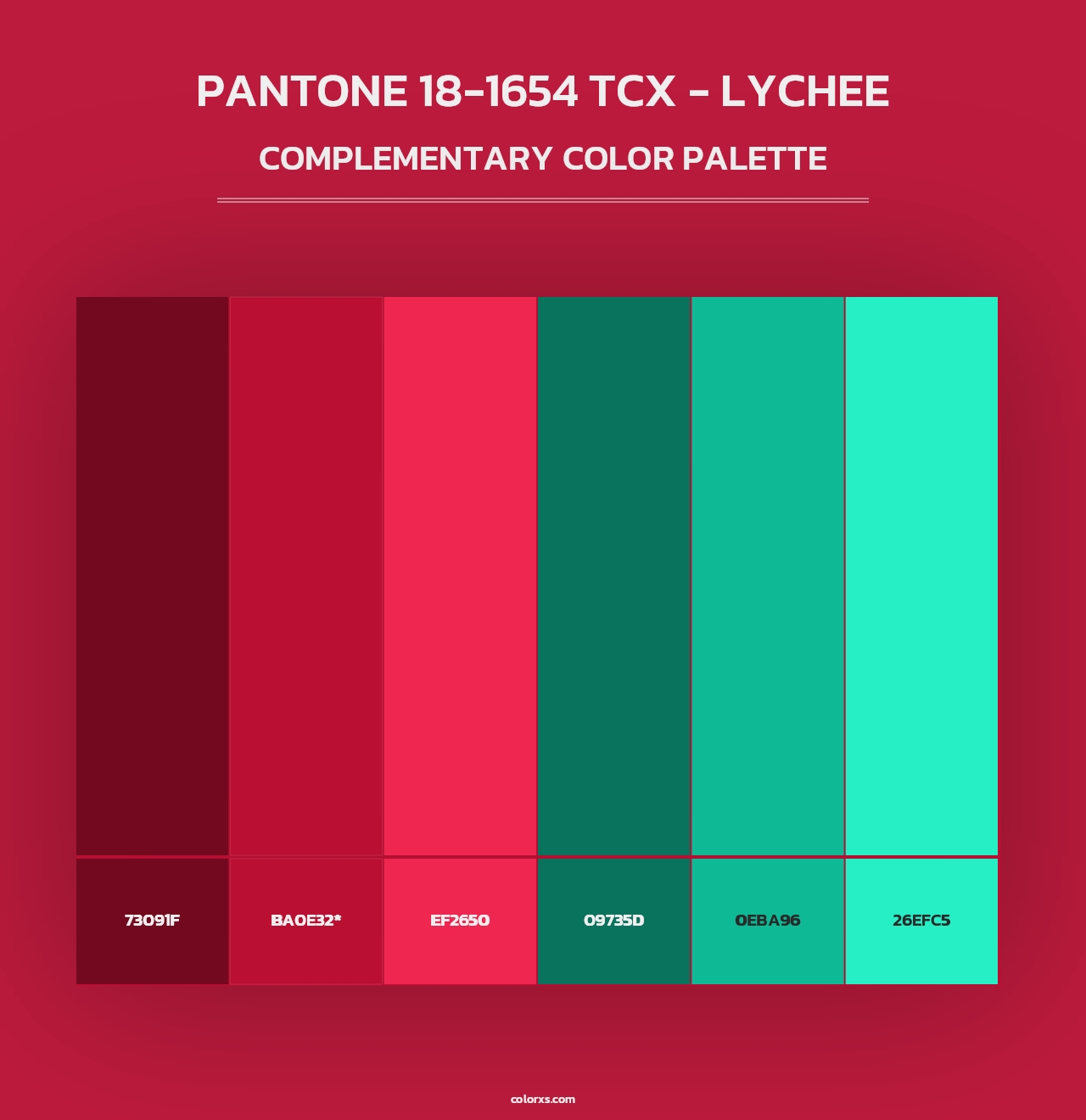 PANTONE 18-1654 TCX - Lychee - Complementary Color Palette