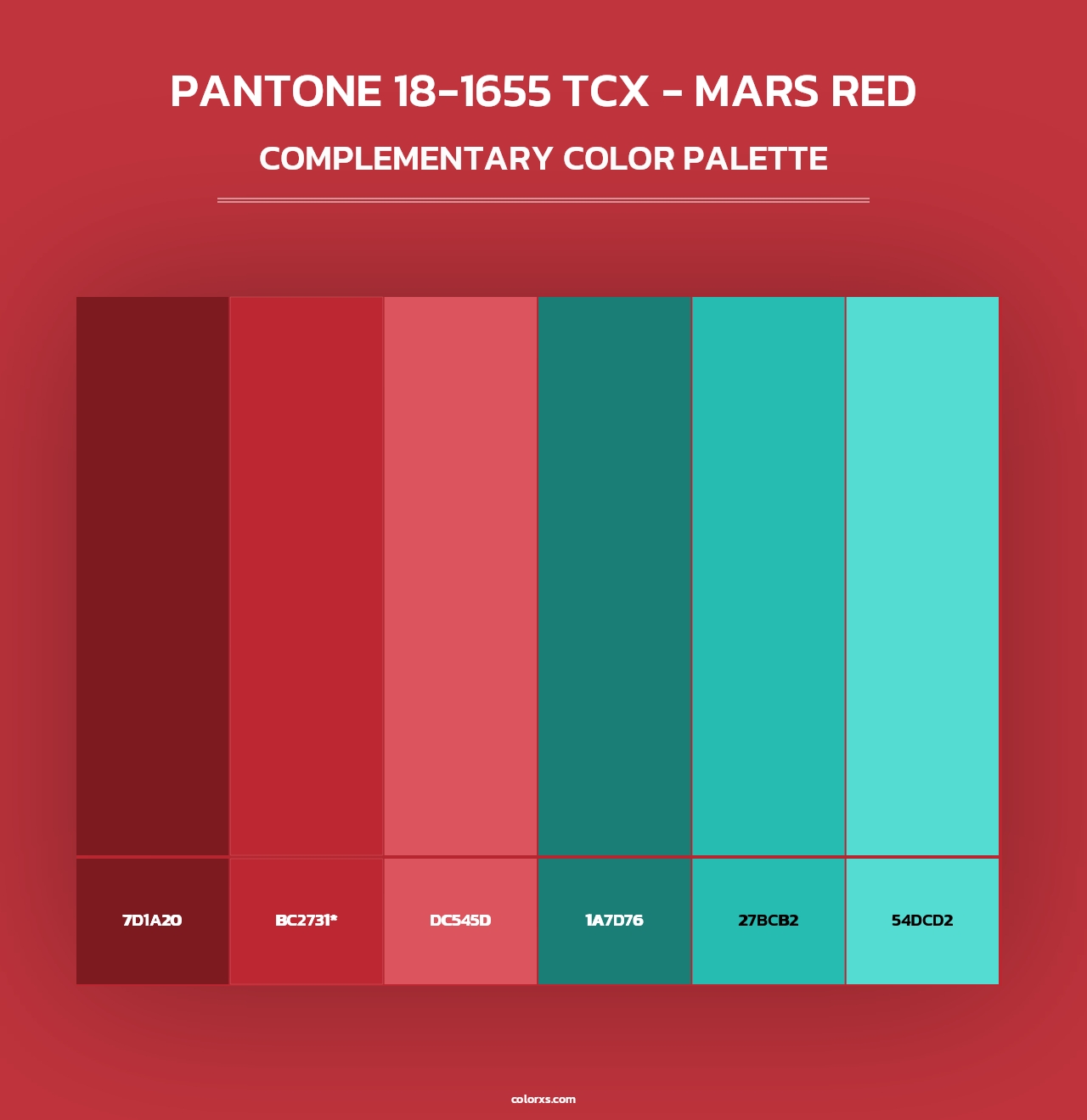 PANTONE 18-1655 TCX - Mars Red - Complementary Color Palette