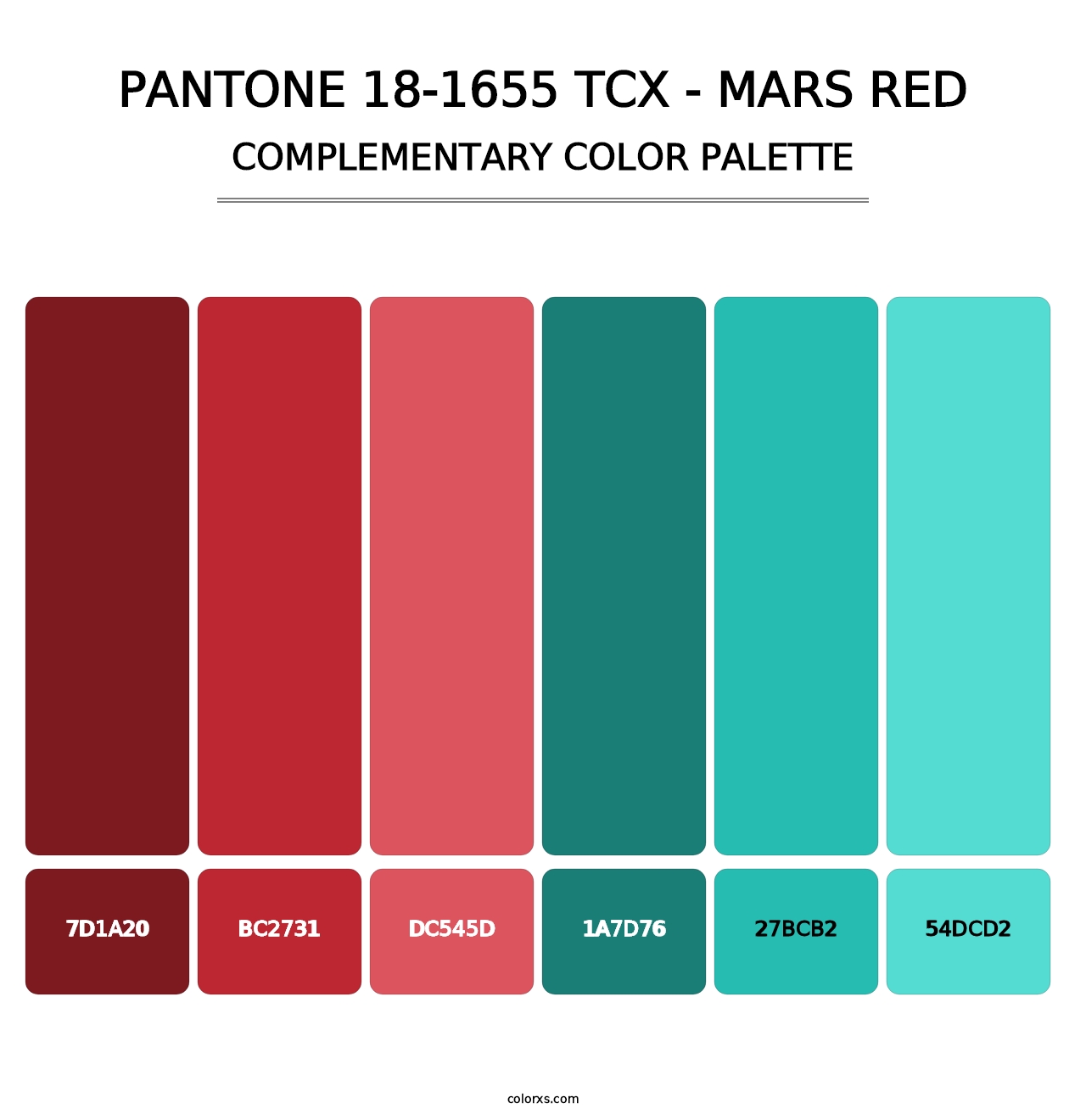 PANTONE 18-1655 TCX - Mars Red - Complementary Color Palette