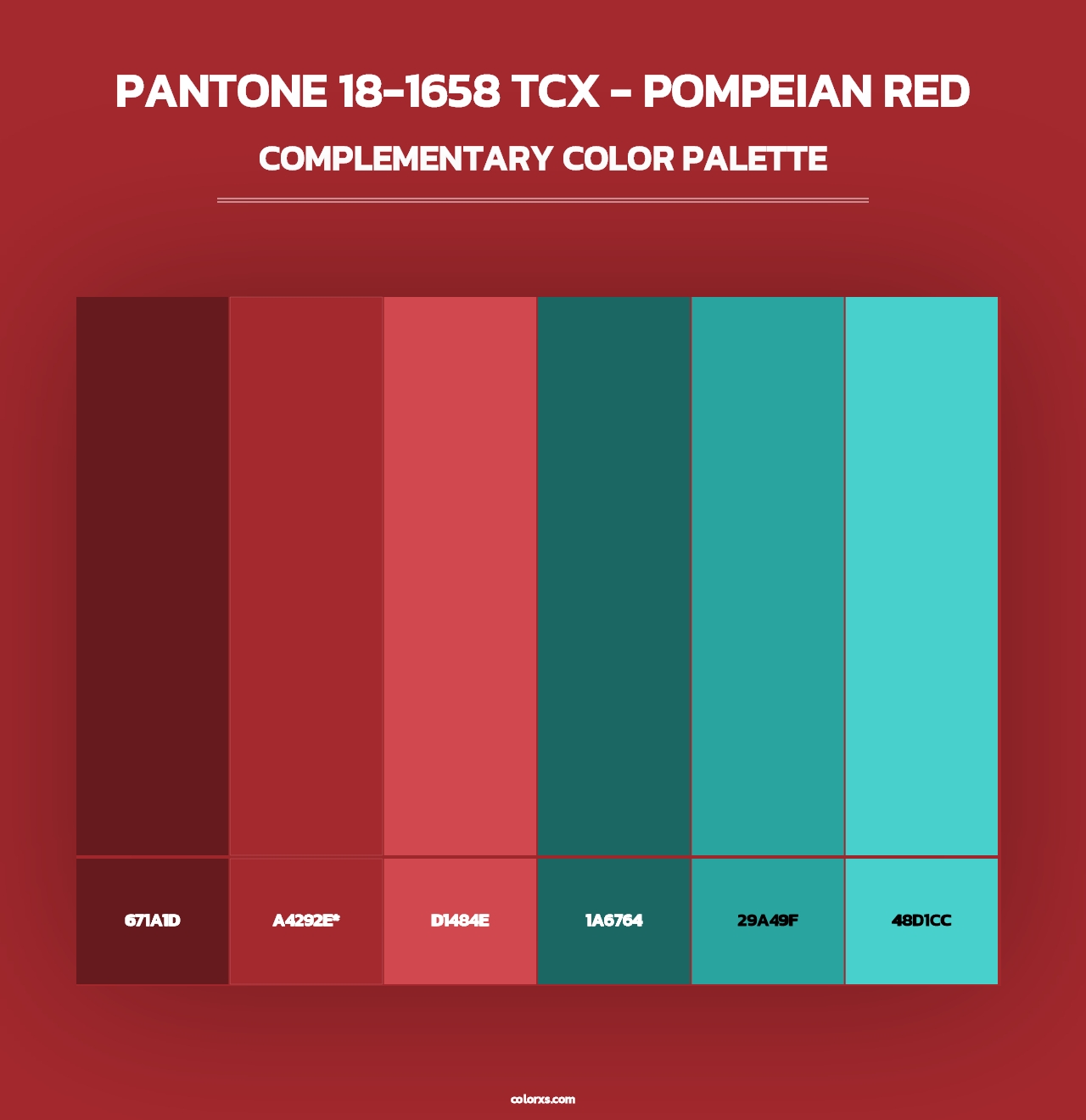 PANTONE 18-1658 TCX - Pompeian Red - Complementary Color Palette