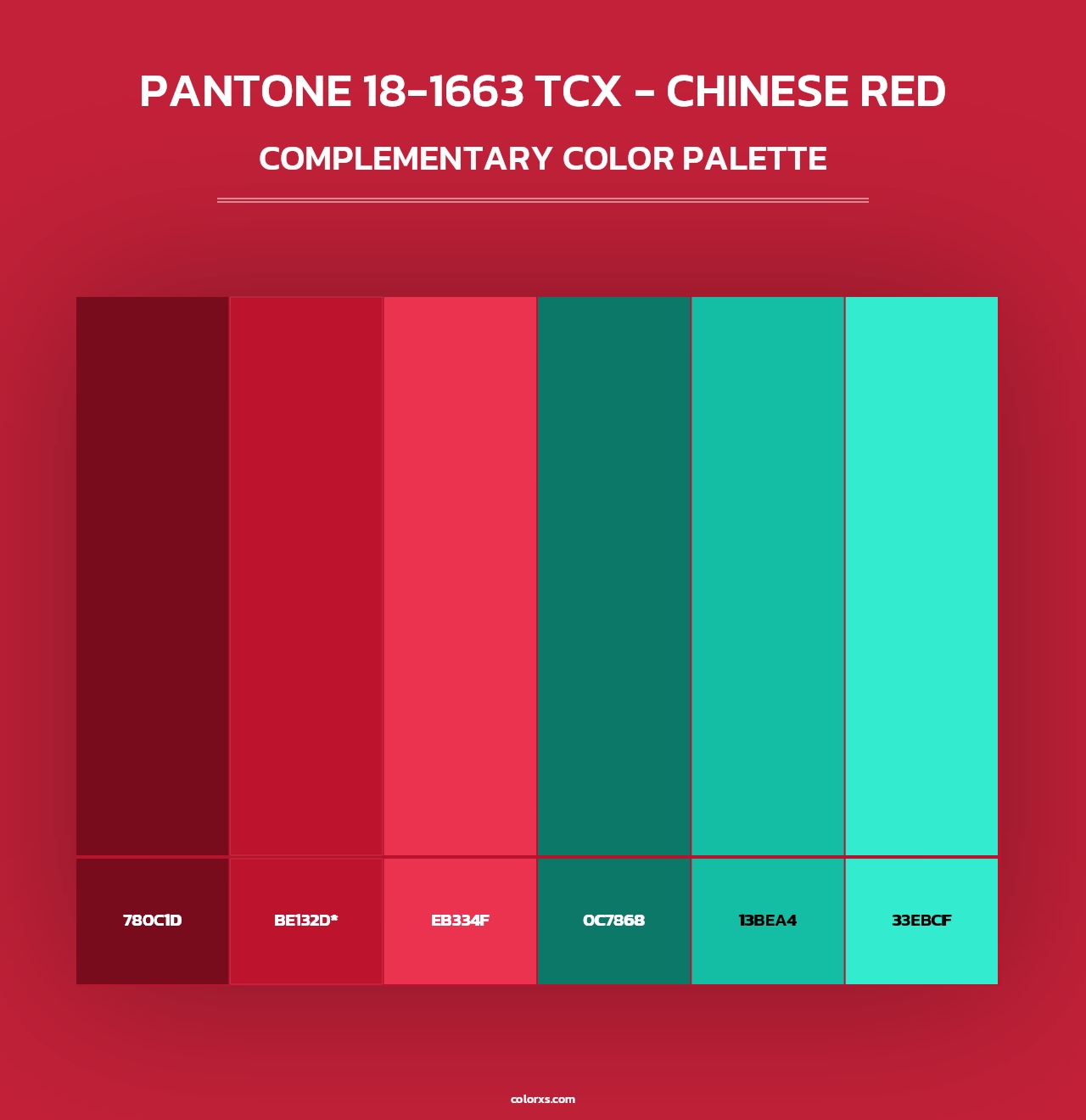 PANTONE 18-1663 TCX - Chinese Red - Complementary Color Palette