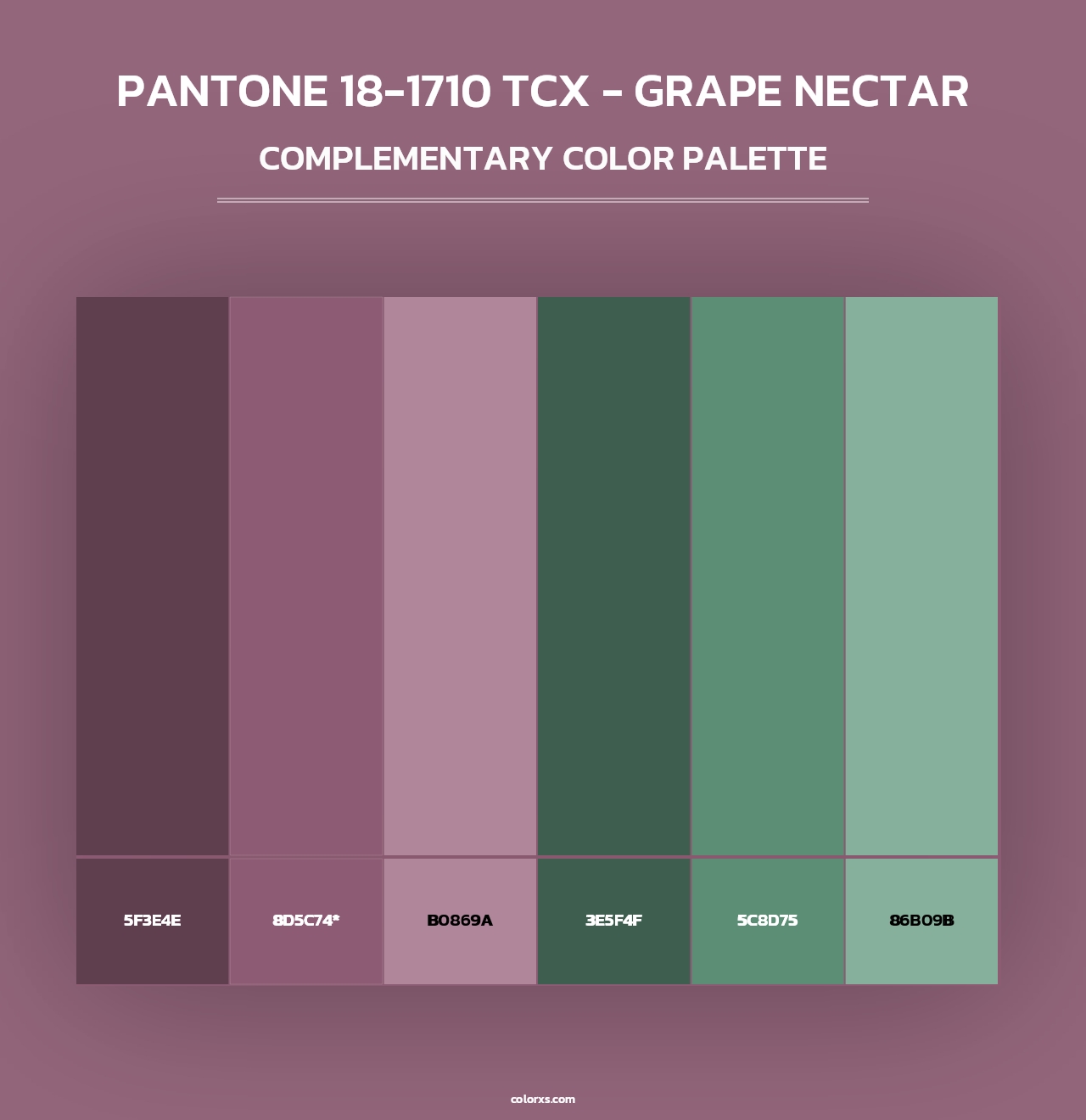 PANTONE 18-1710 TCX - Grape Nectar - Complementary Color Palette