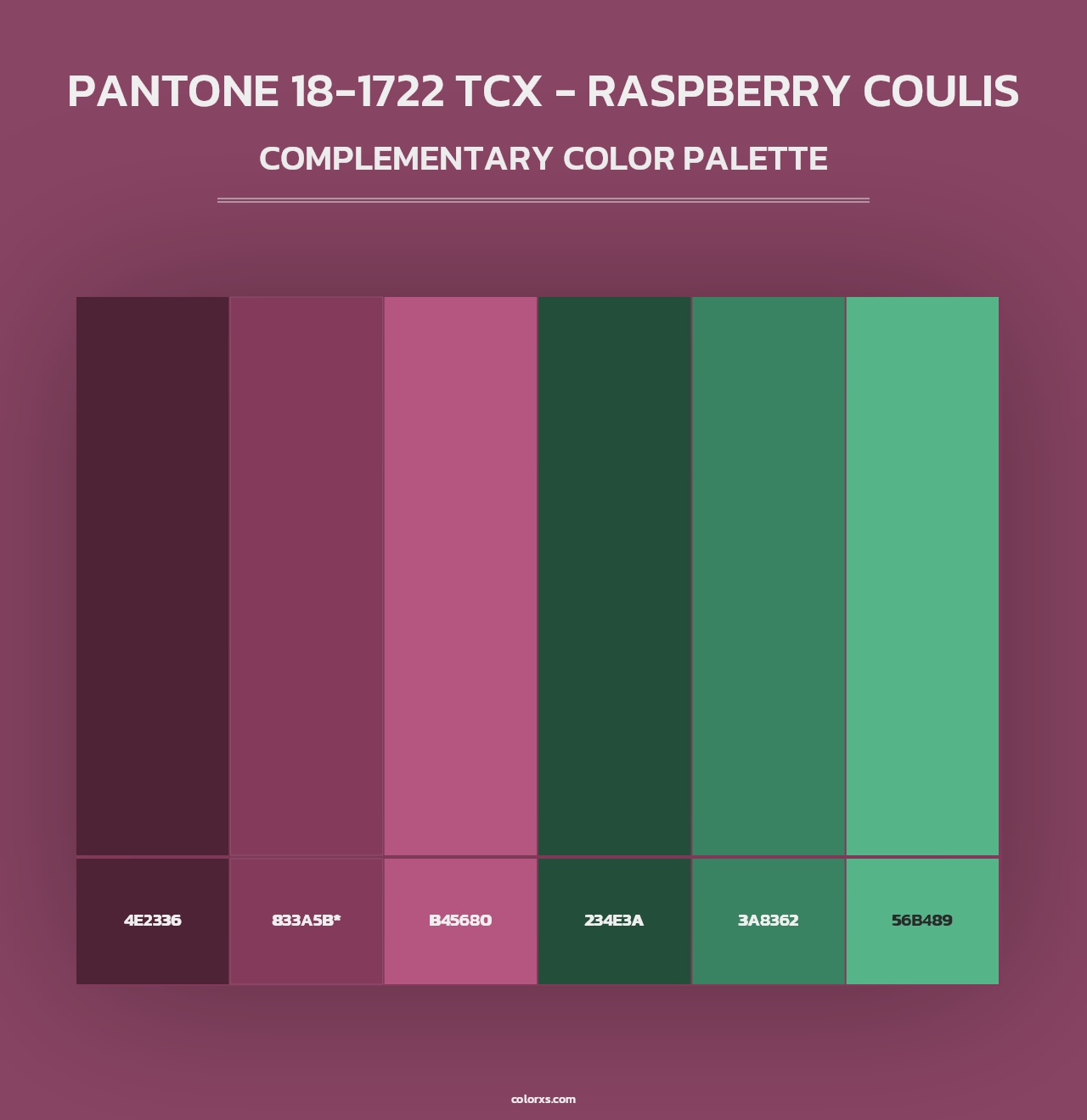PANTONE 18-1722 TCX - Raspberry Coulis - Complementary Color Palette