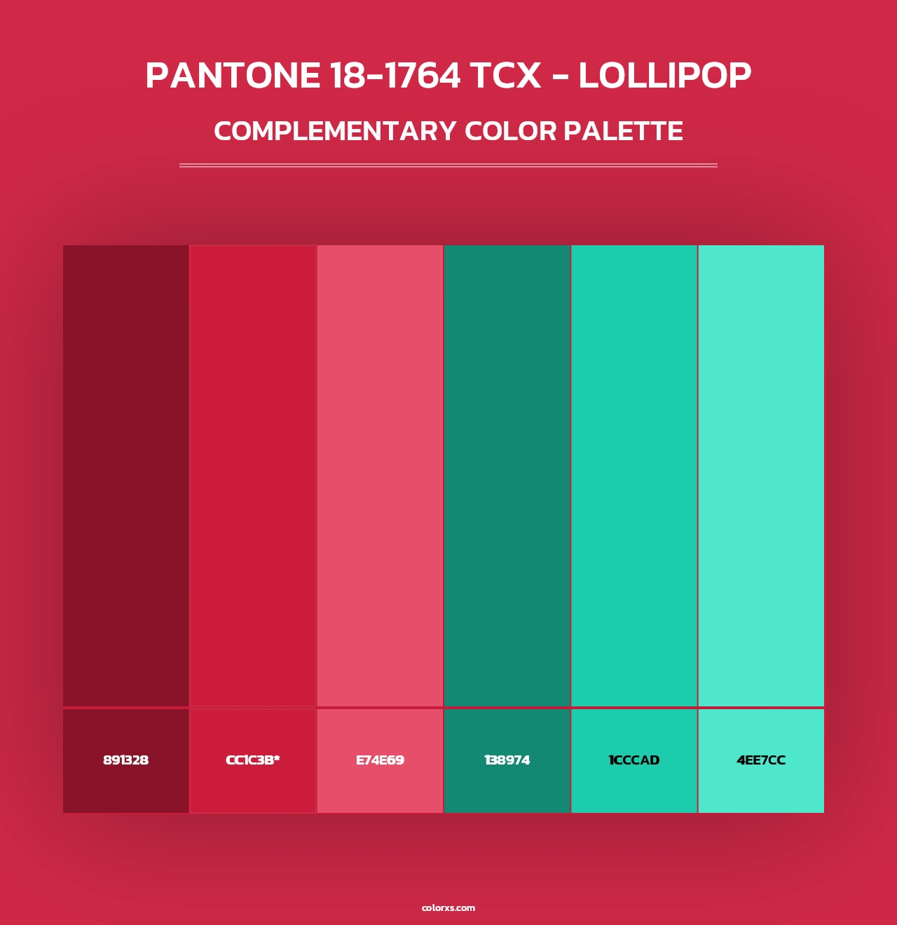 PANTONE 18-1764 TCX - Lollipop - Complementary Color Palette