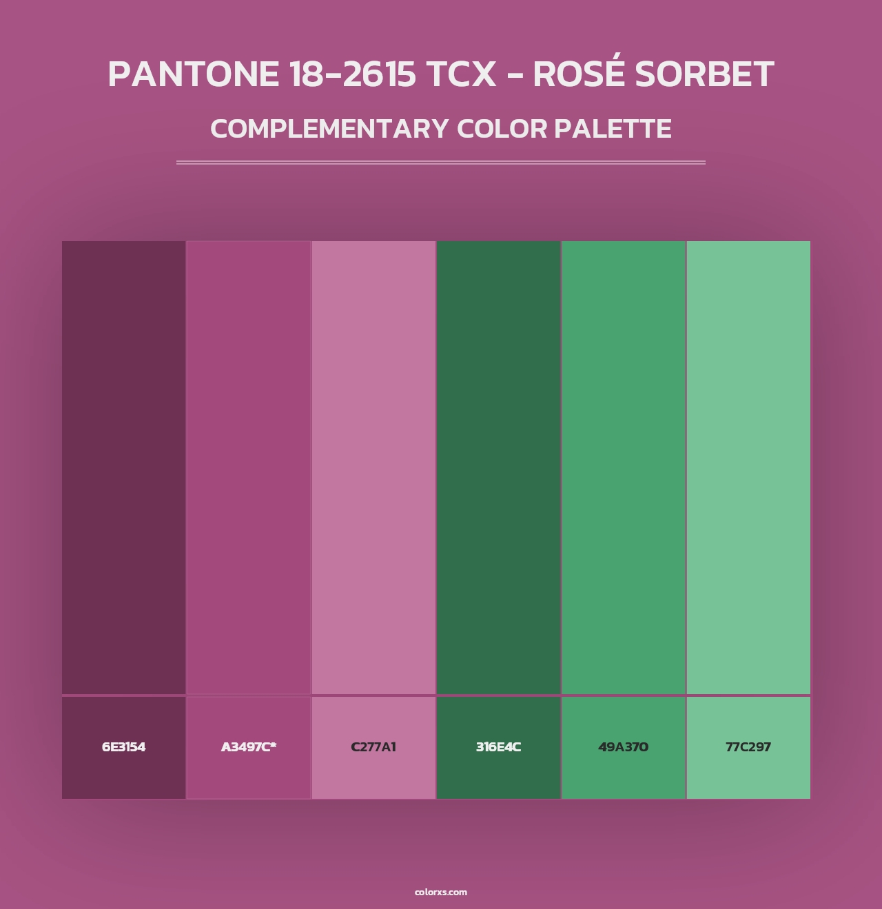 PANTONE 18-2615 TCX - Rosé Sorbet - Complementary Color Palette