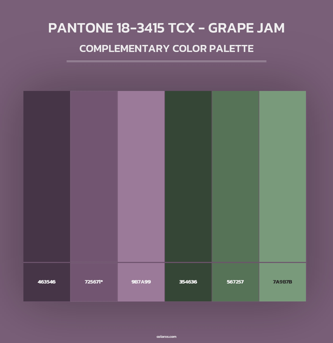 PANTONE 18-3415 TCX - Grape Jam - Complementary Color Palette