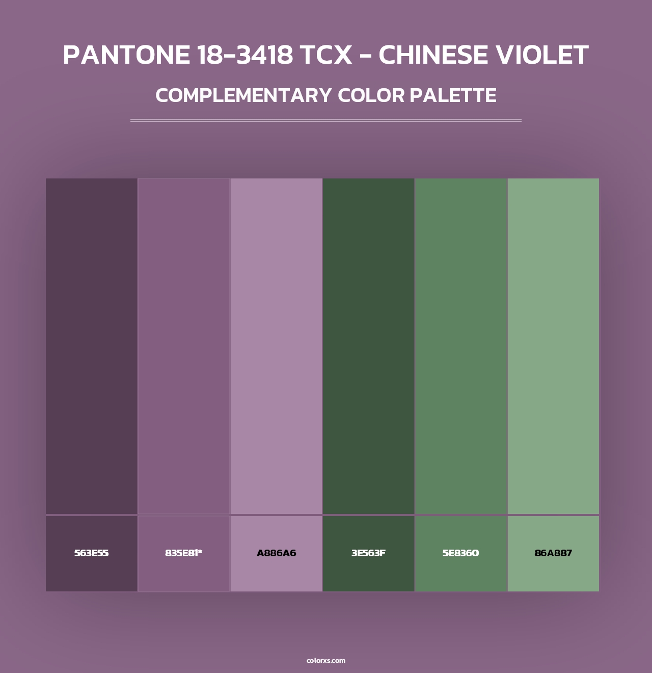 PANTONE 18-3418 TCX - Chinese Violet - Complementary Color Palette