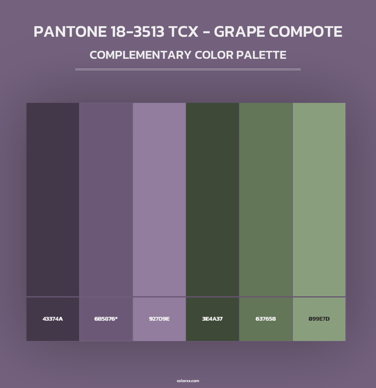 PANTONE 18-3513 TCX - Grape Compote - Complementary Color Palette