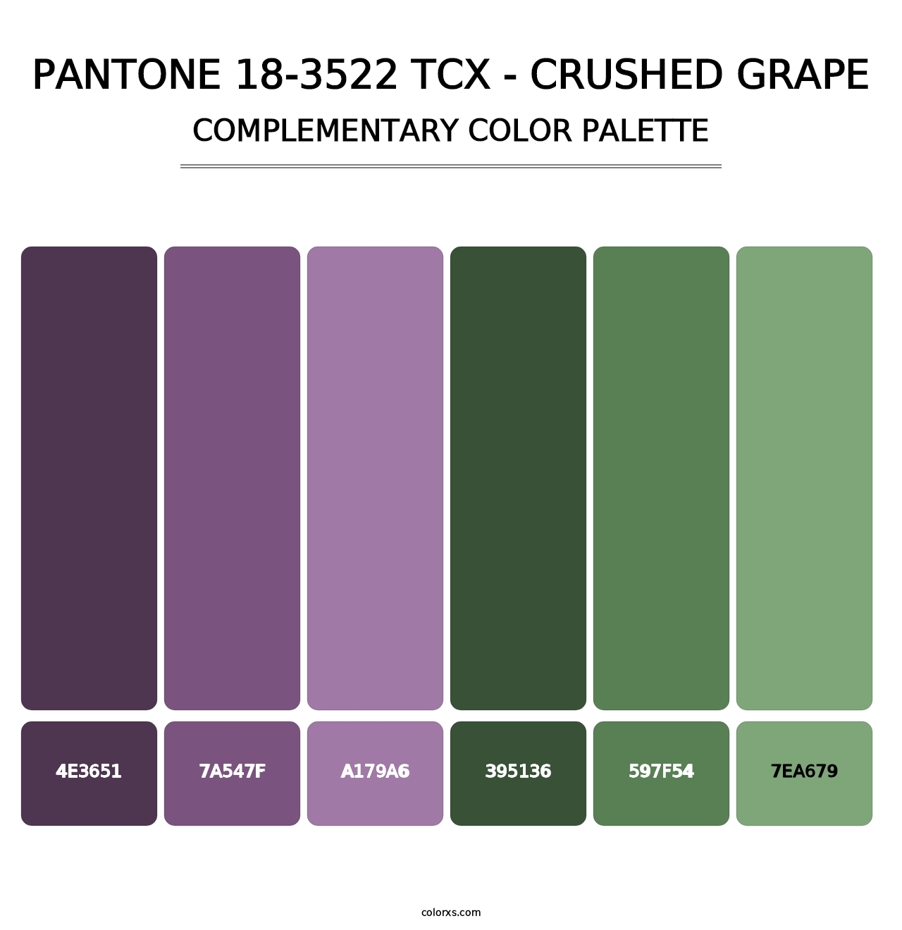 PANTONE 18-3522 TCX - Crushed Grape - Complementary Color Palette