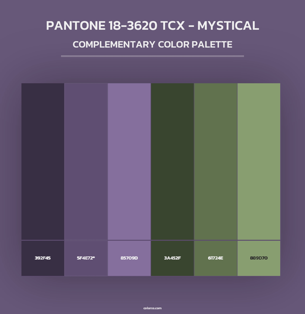 PANTONE 18-3620 TCX - Mystical - Complementary Color Palette