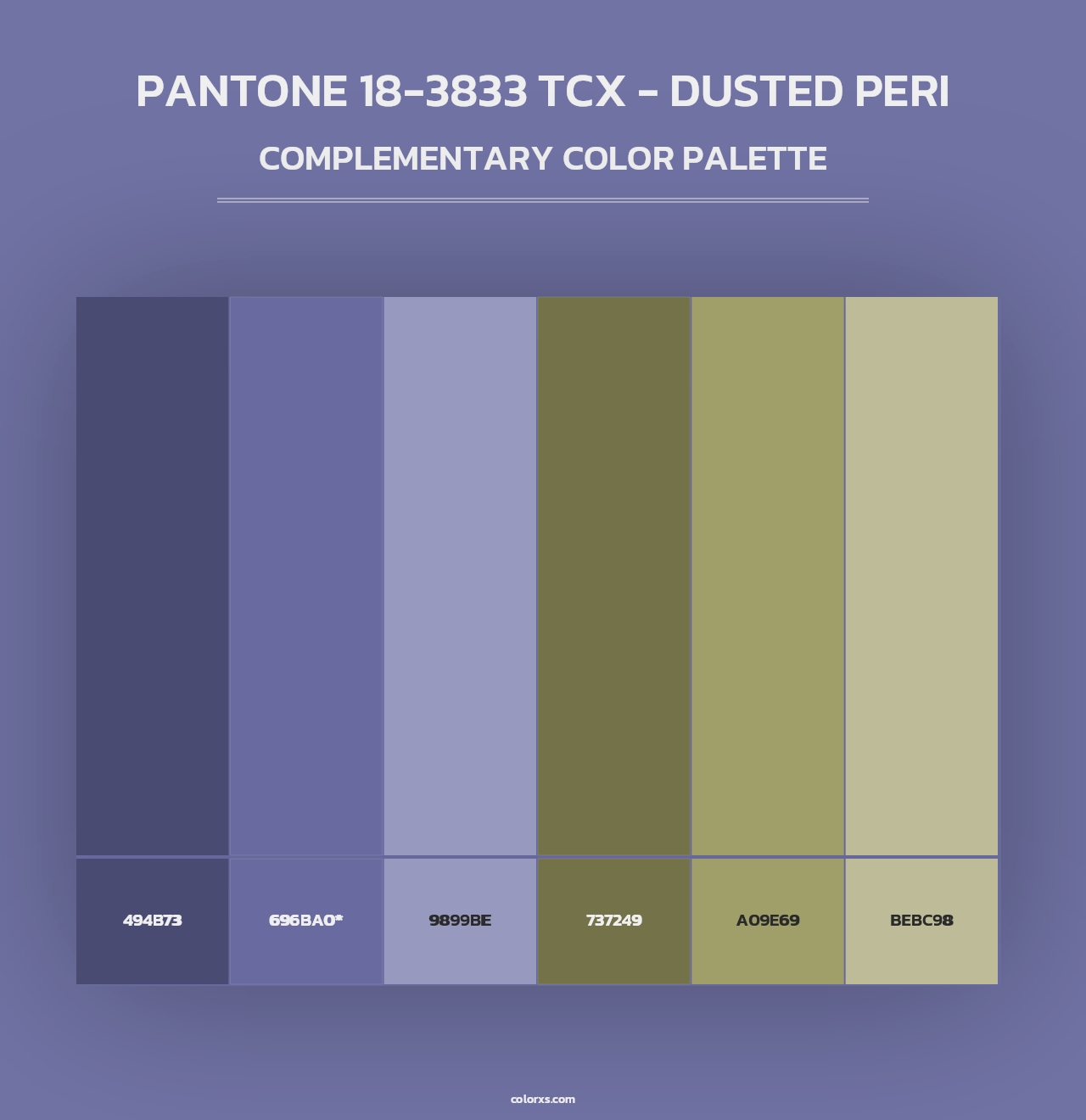 PANTONE 18-3833 TCX - Dusted Peri - Complementary Color Palette