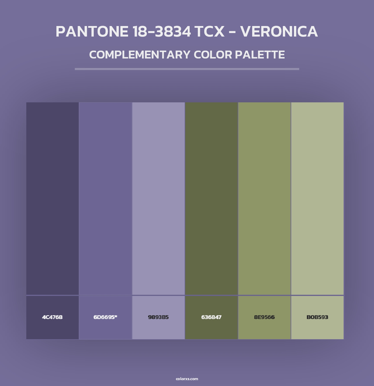 PANTONE 18-3834 TCX - Veronica - Complementary Color Palette