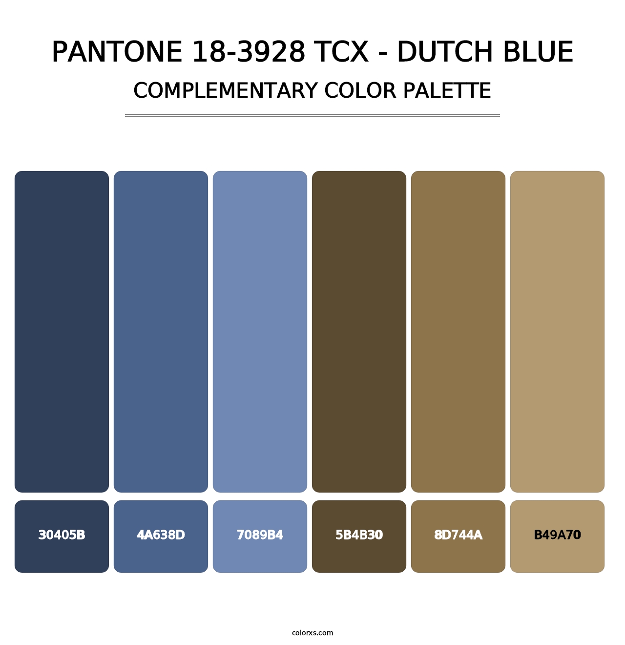 PANTONE 18-3928 TCX - Dutch Blue - Complementary Color Palette