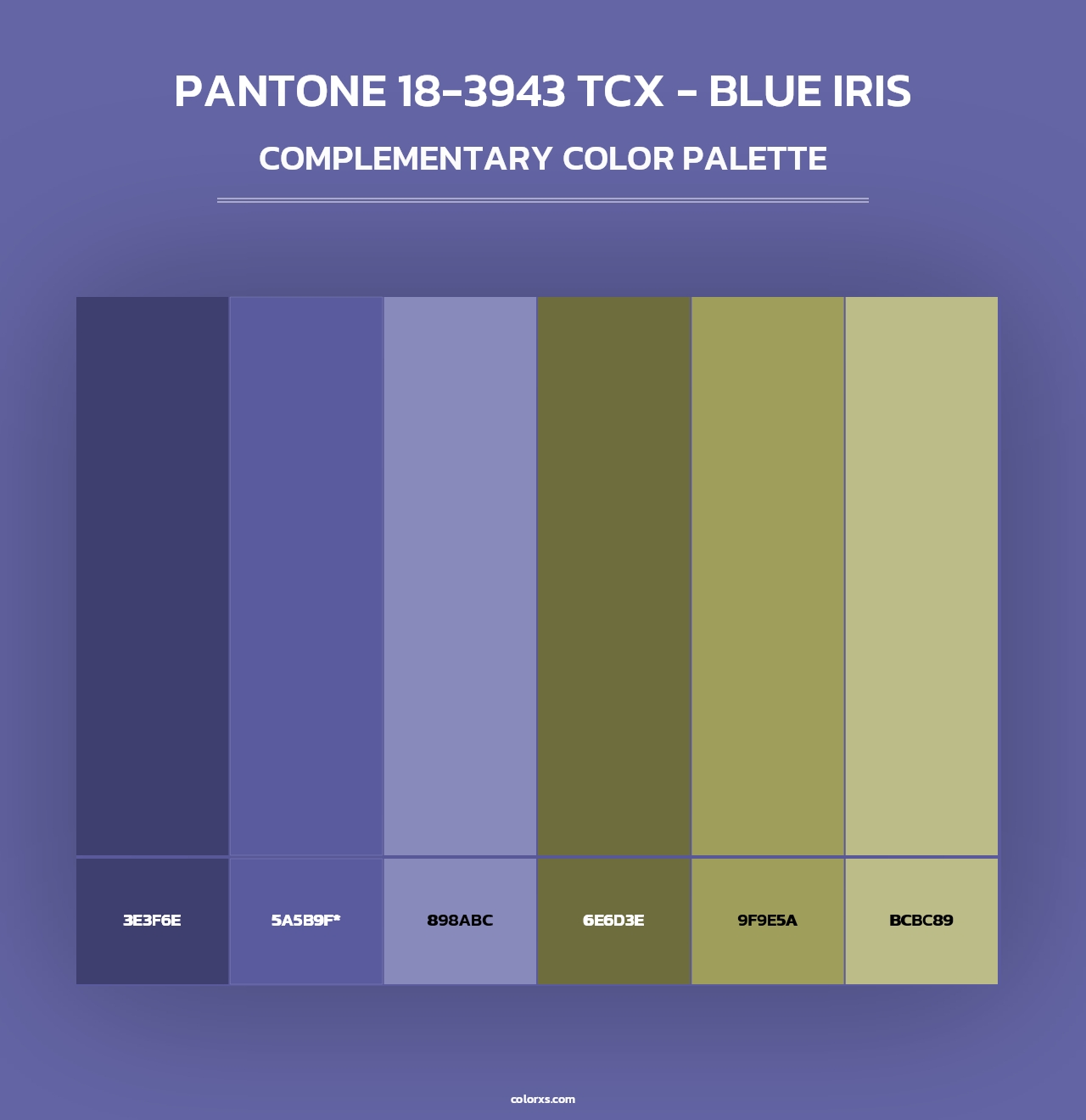PANTONE 18-3943 TCX - Blue Iris - Complementary Color Palette