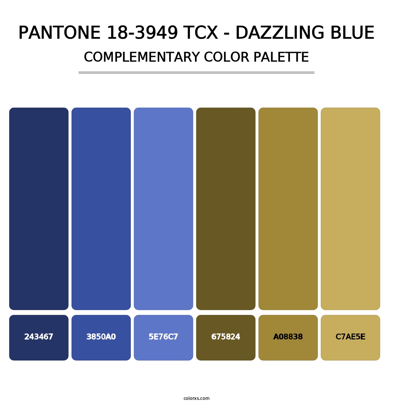 PANTONE 18-3949 TCX - Dazzling Blue - Complementary Color Palette