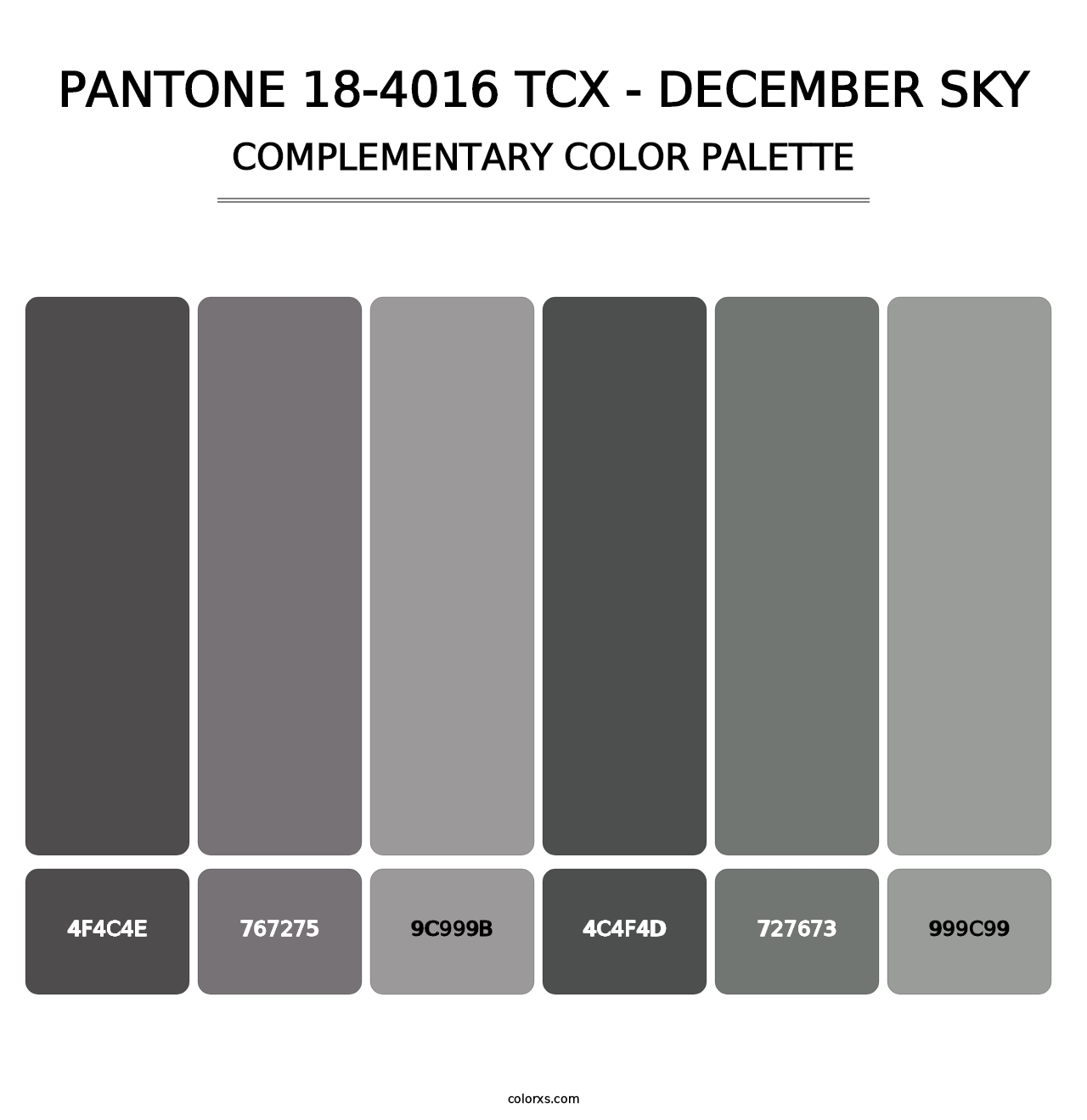 PANTONE 18-4016 TCX - December Sky - Complementary Color Palette