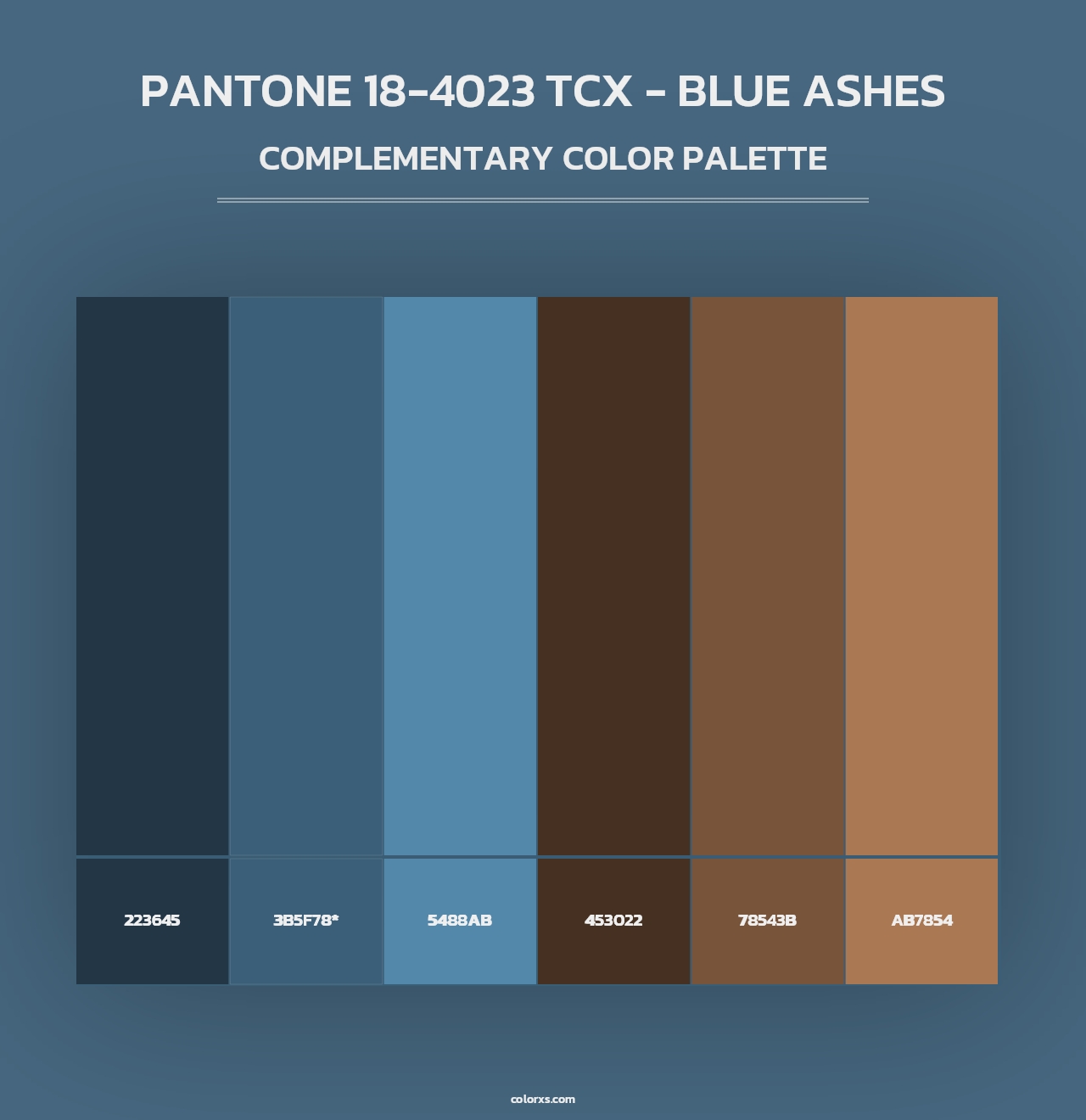 PANTONE 18-4023 TCX - Blue Ashes - Complementary Color Palette