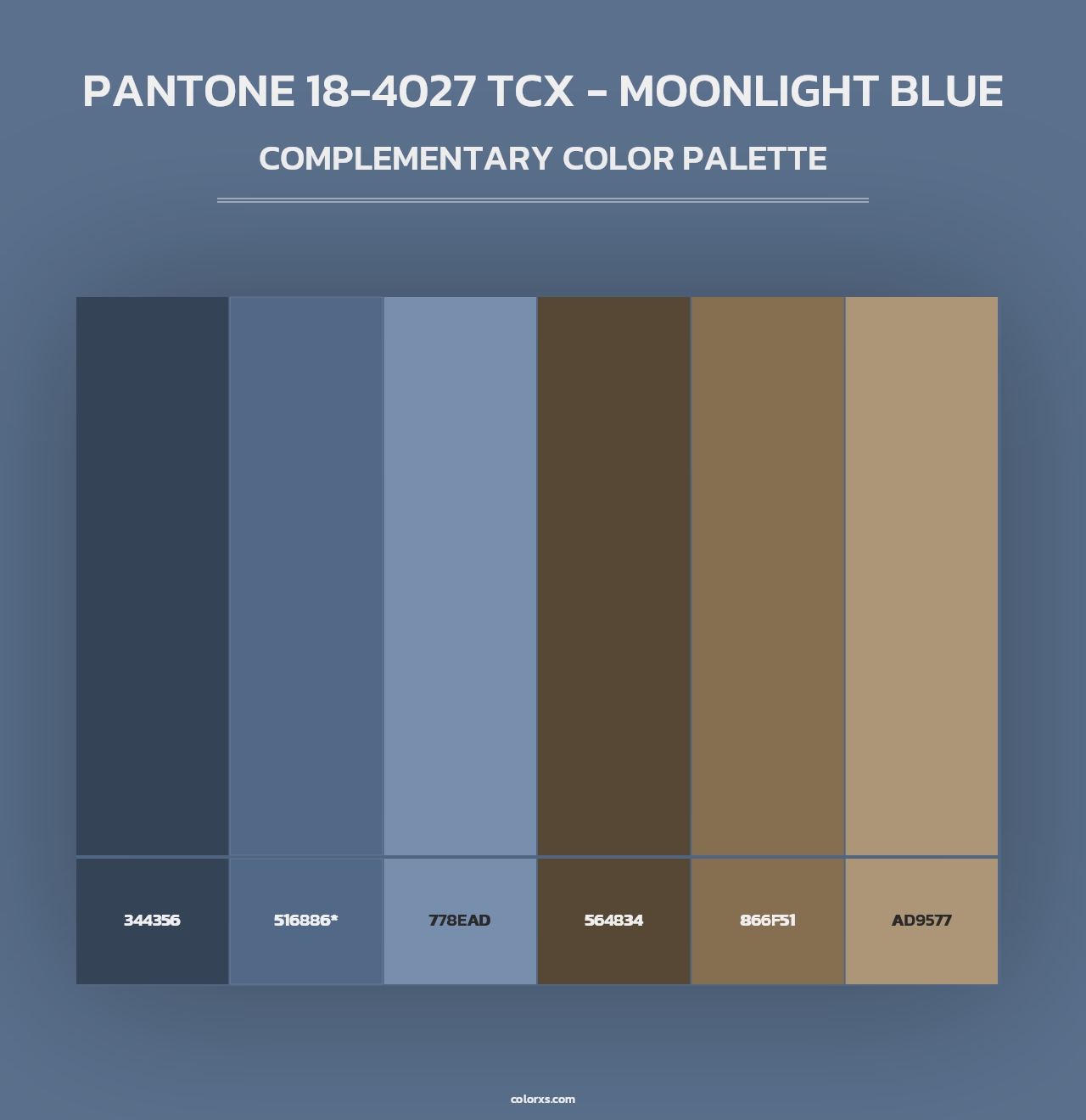 PANTONE 18-4027 TCX - Moonlight Blue - Complementary Color Palette