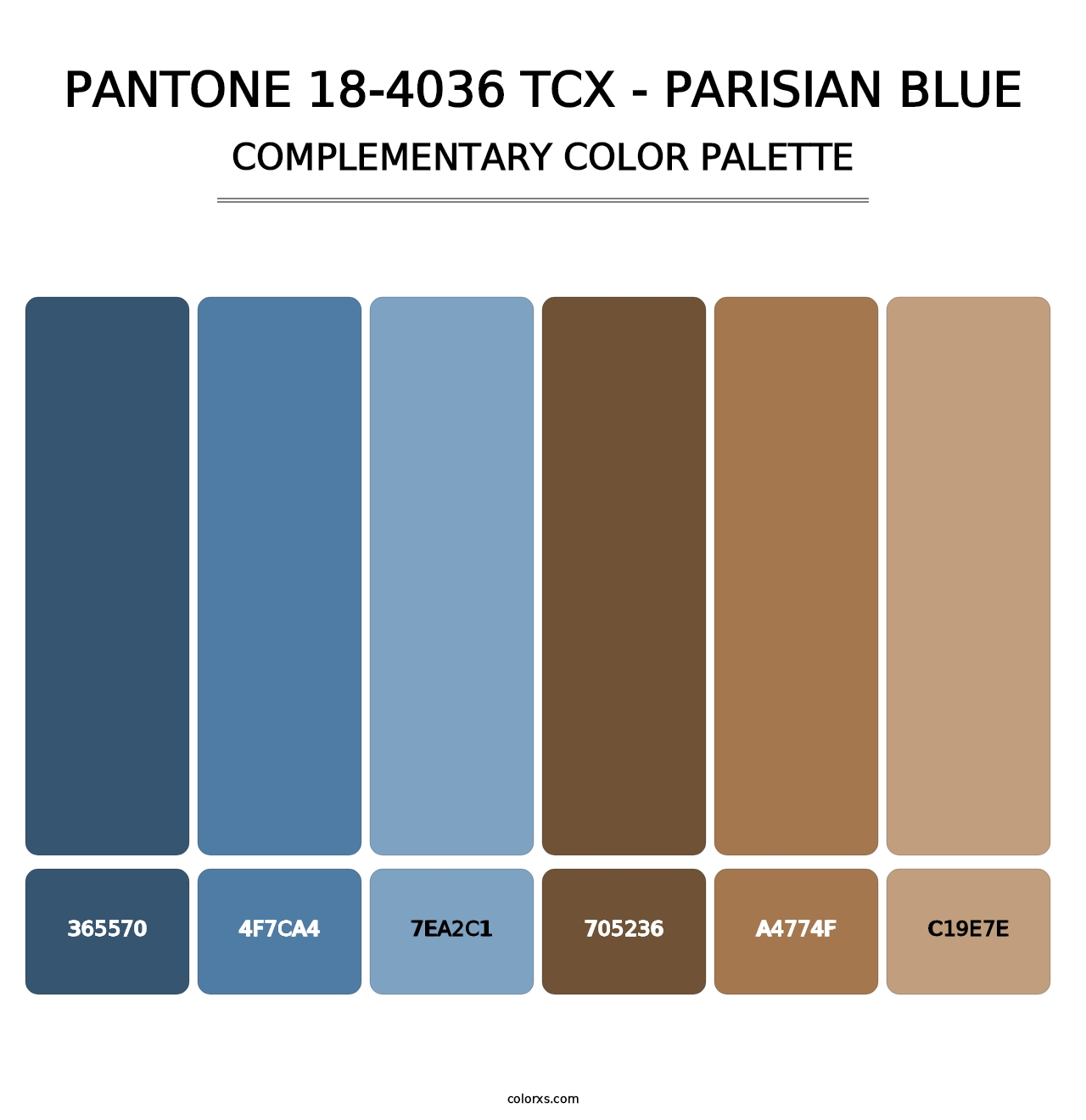 PANTONE 18-4036 TCX - Parisian Blue - Complementary Color Palette