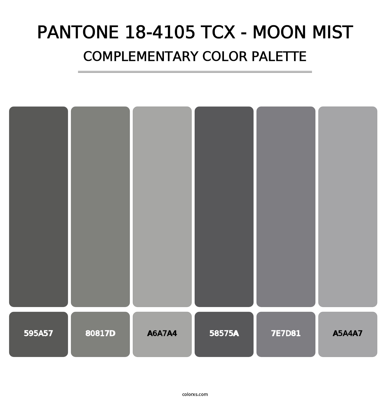 PANTONE 18-4105 TCX - Moon Mist - Complementary Color Palette
