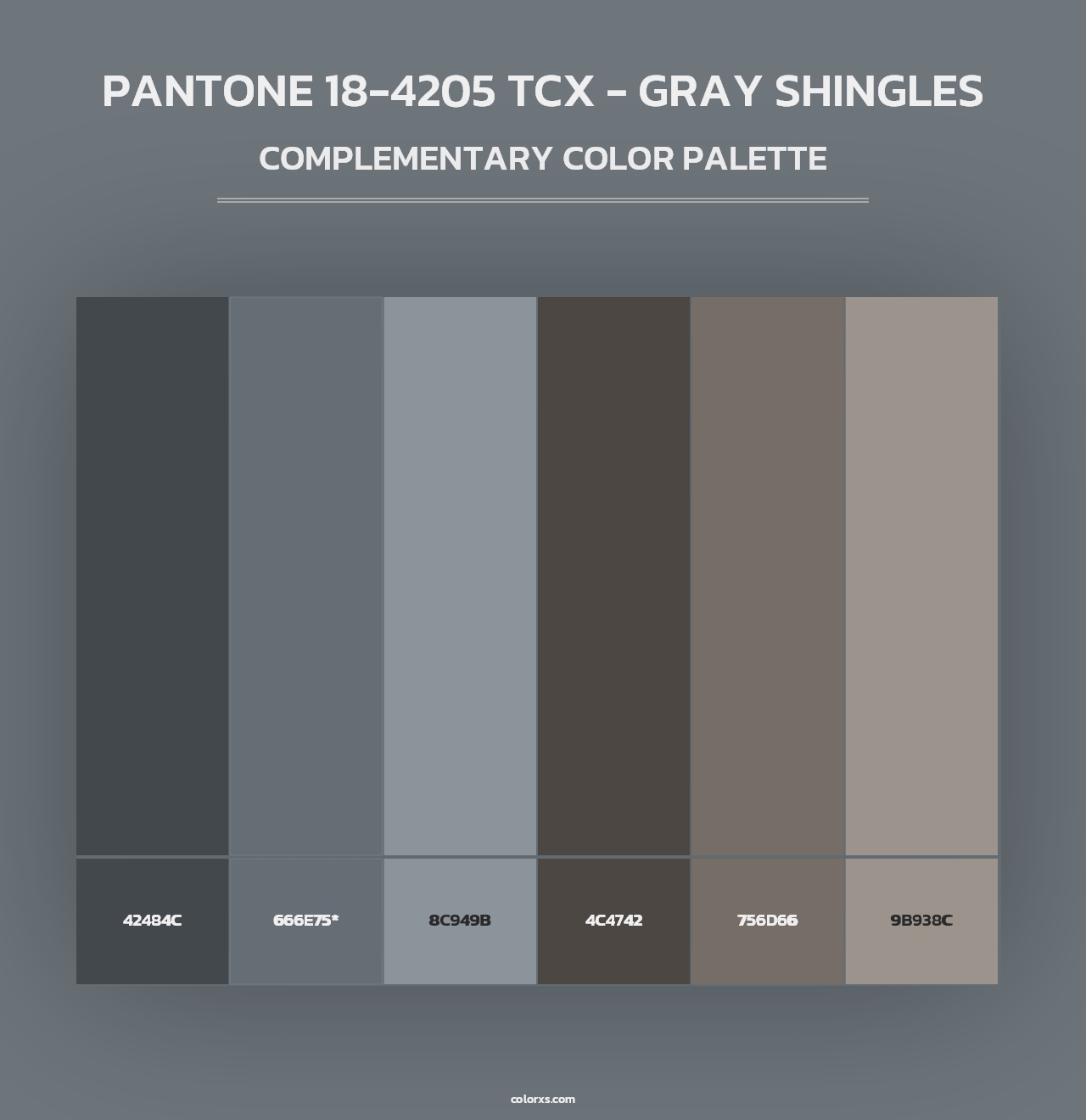 PANTONE 18-4205 TCX - Gray Shingles - Complementary Color Palette