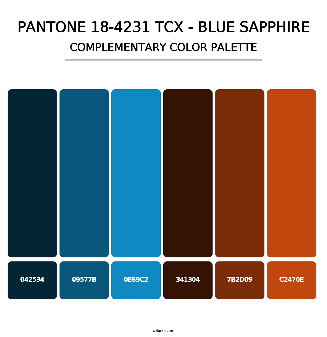 PANTONE 18-4231 TCX - Blue Sapphire - Complementary Color Palette