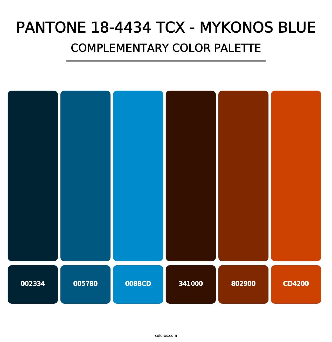 PANTONE 18-4434 TCX - Mykonos Blue - Complementary Color Palette