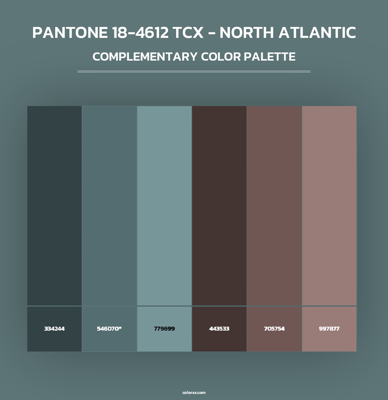 PANTONE 18-4612 TCX - North Atlantic - Complementary Color Palette