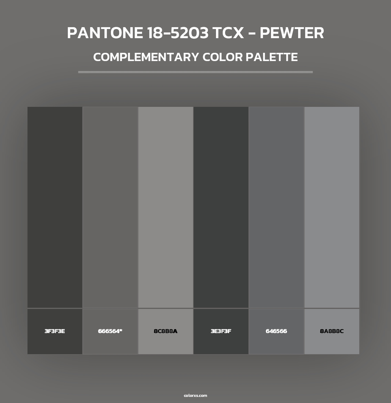 PANTONE 18-5203 TCX - Pewter - Complementary Color Palette