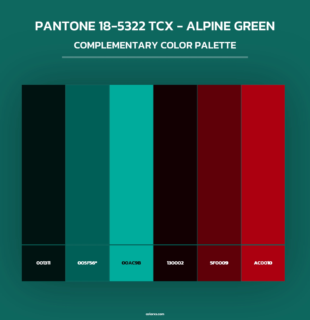 PANTONE 18-5322 TCX - Alpine Green - Complementary Color Palette