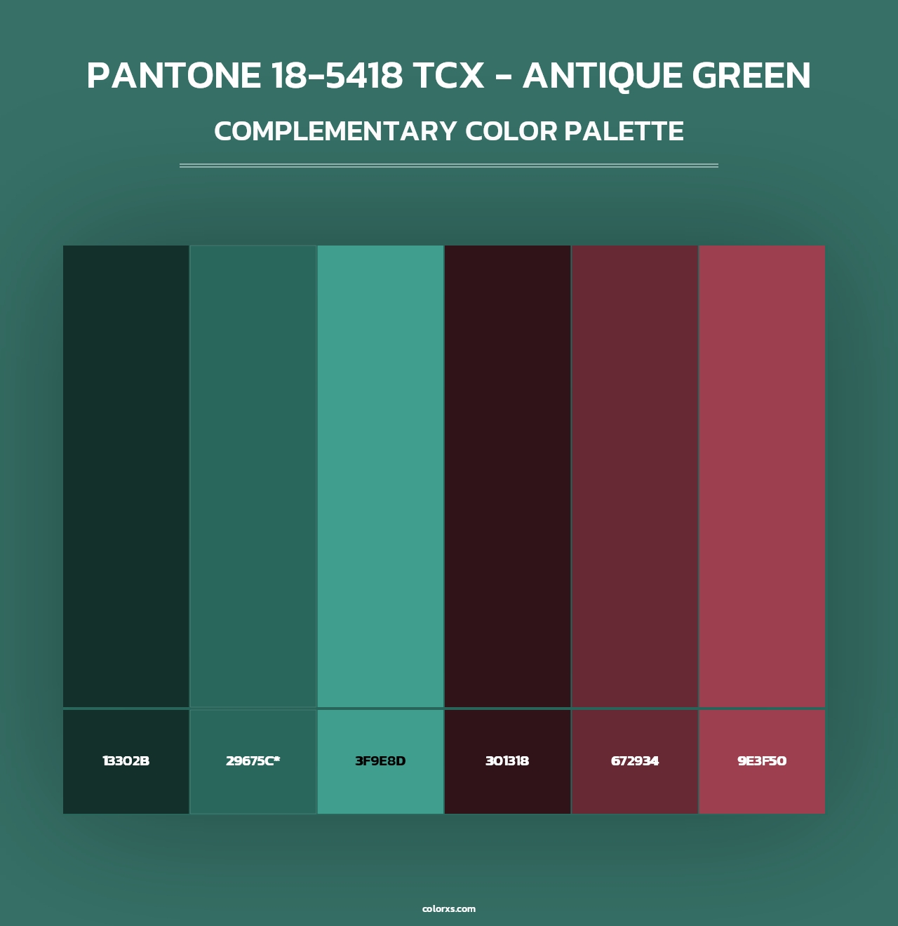PANTONE 18-5418 TCX - Antique Green - Complementary Color Palette