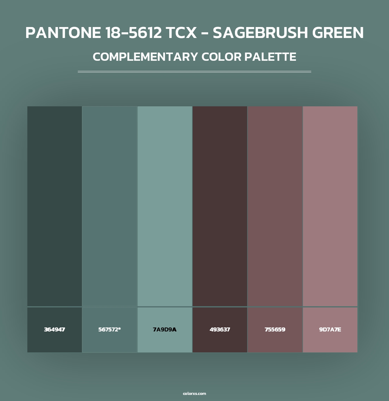 PANTONE 18-5612 TCX - Sagebrush Green - Complementary Color Palette