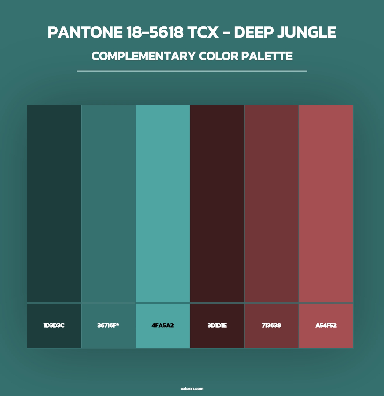 PANTONE 18-5618 TCX - Deep Jungle - Complementary Color Palette