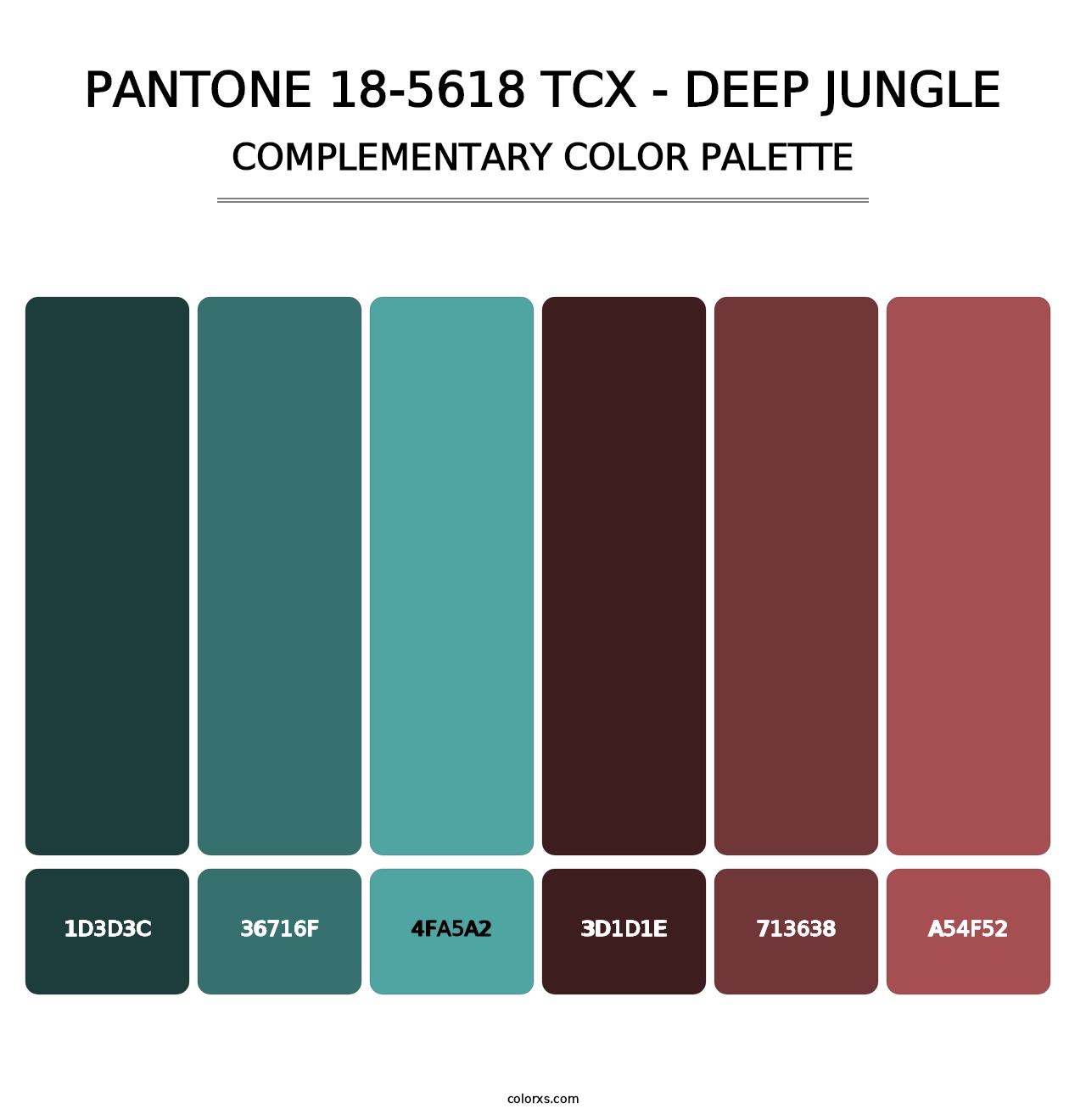 PANTONE 18-5618 TCX - Deep Jungle - Complementary Color Palette