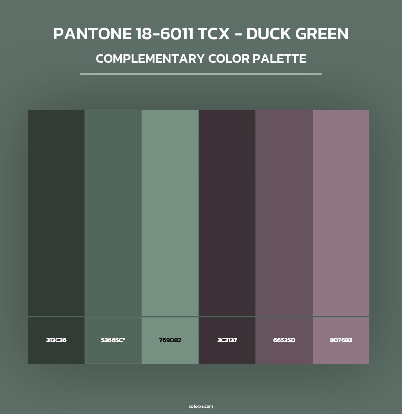 PANTONE 18-6011 TCX - Duck Green - Complementary Color Palette