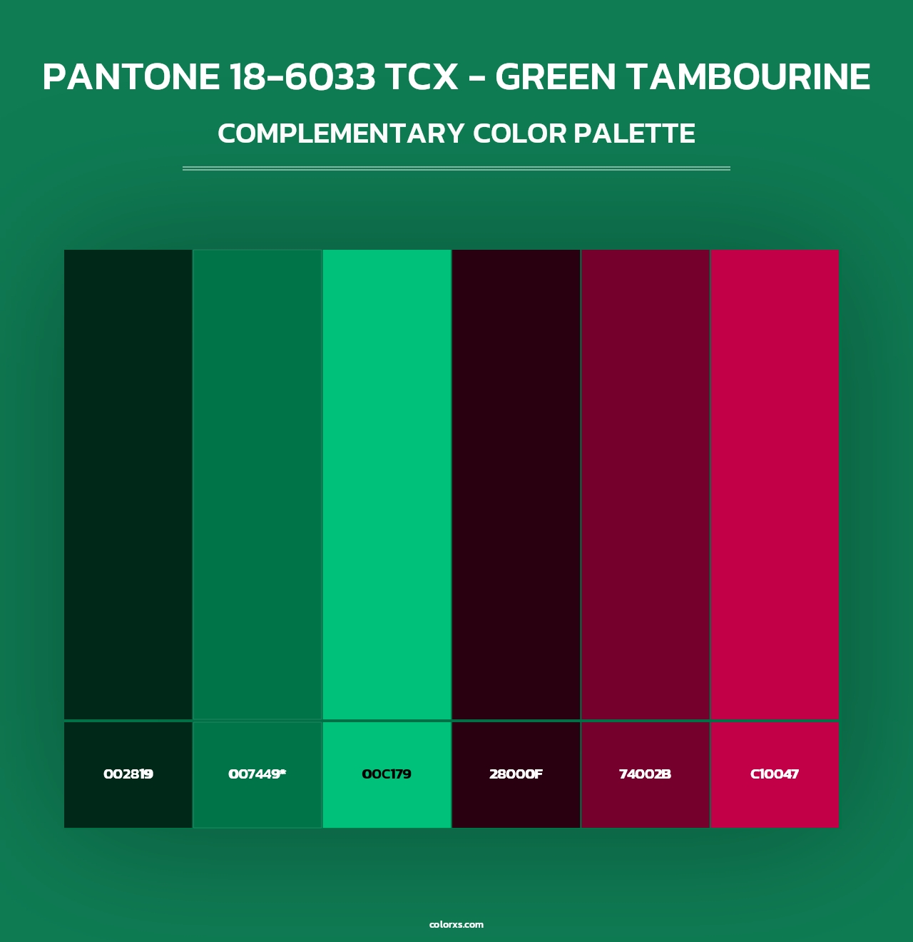 PANTONE 18-6033 TCX - Green Tambourine - Complementary Color Palette
