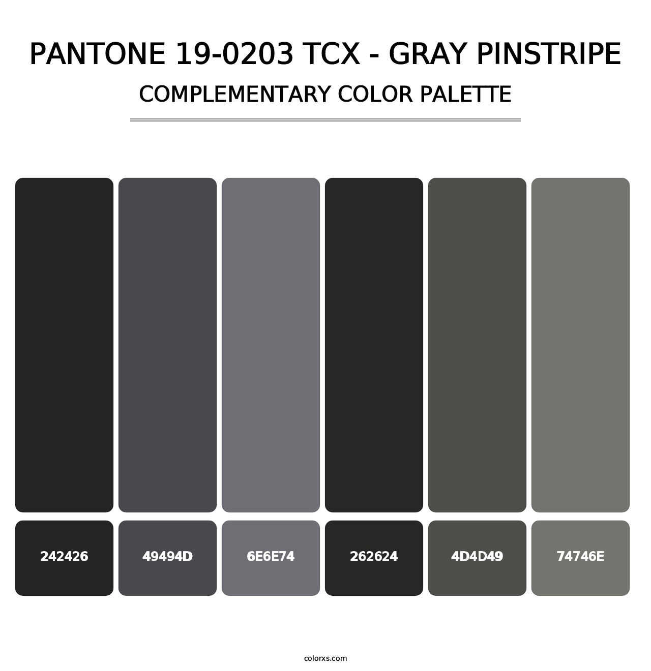PANTONE 19-0203 TCX - Gray Pinstripe - Complementary Color Palette
