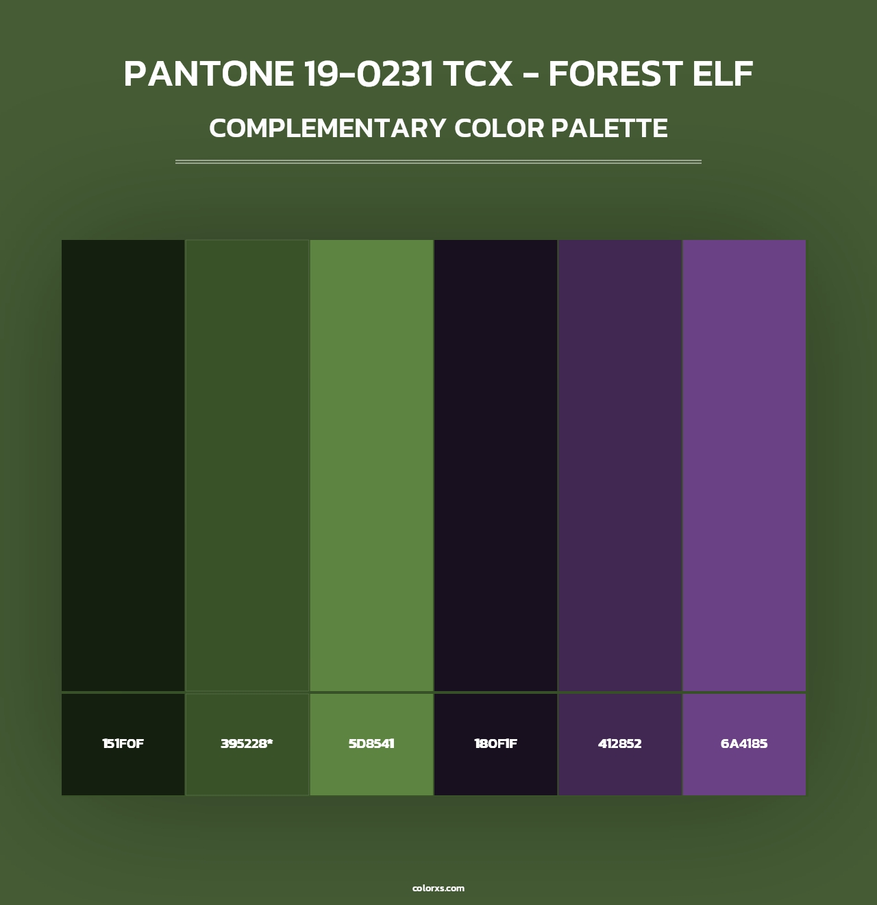 PANTONE 19-0231 TCX - Forest Elf - Complementary Color Palette