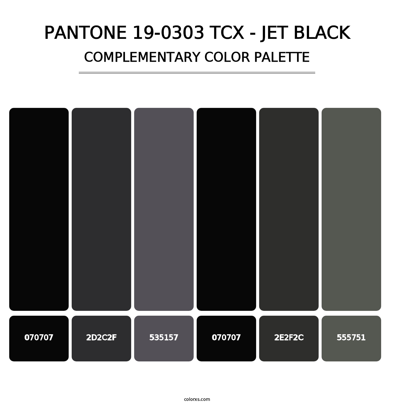 PANTONE 19-0303 TCX - Jet Black - Complementary Color Palette