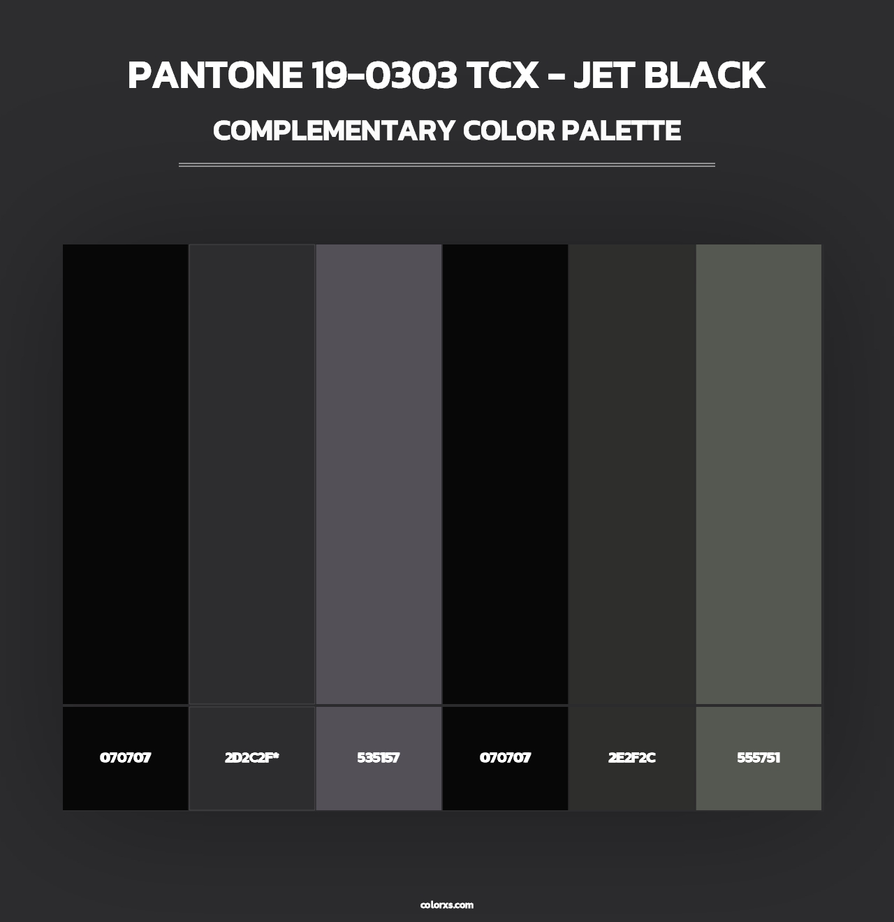 PANTONE 19-0303 TCX - Jet Black - Complementary Color Palette