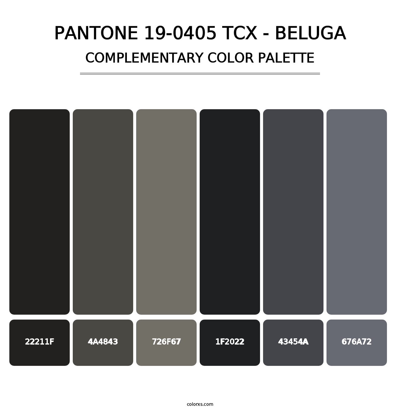 PANTONE 19-0405 TCX - Beluga - Complementary Color Palette